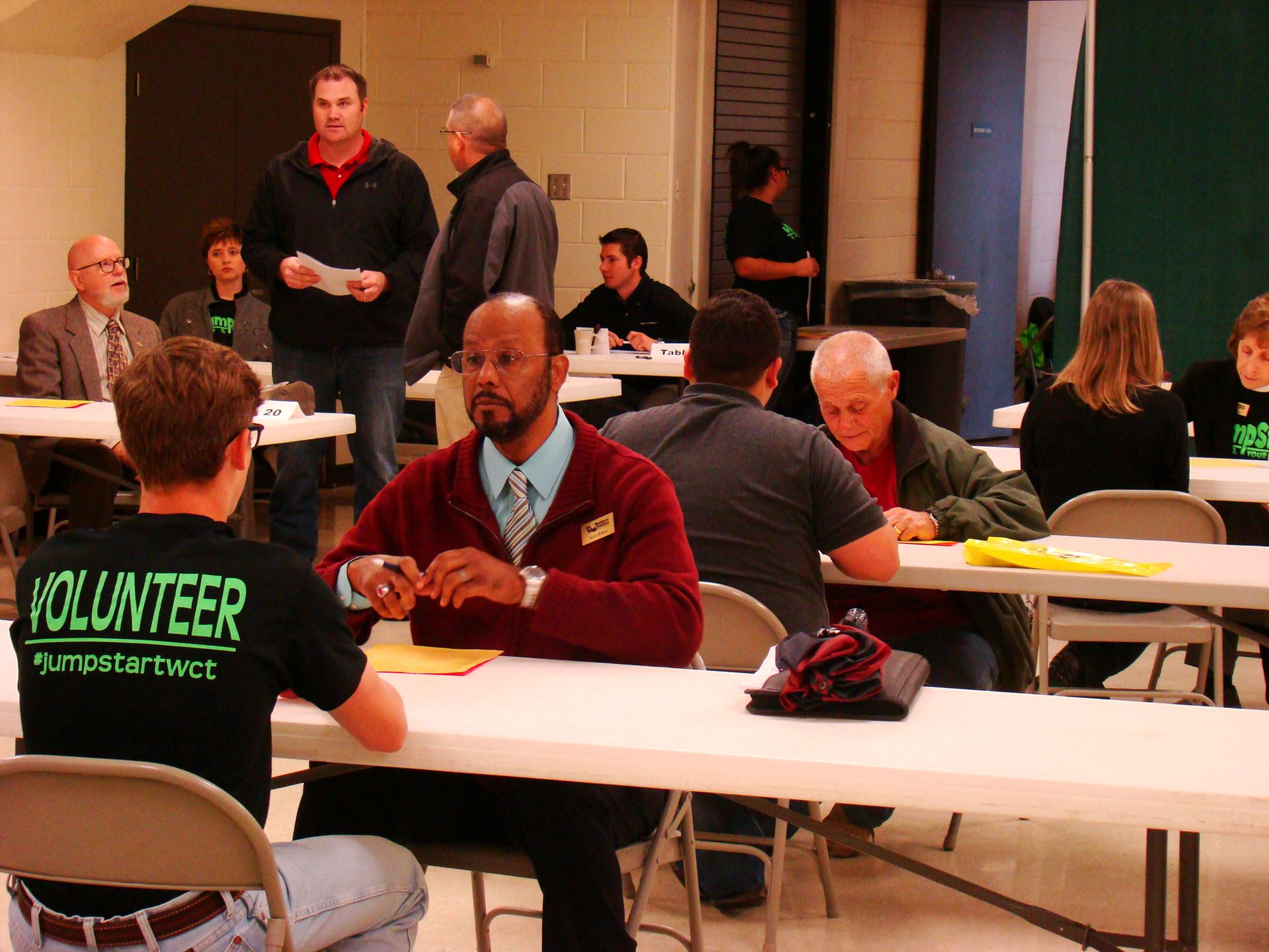 Employers conduct mock interviews with students.